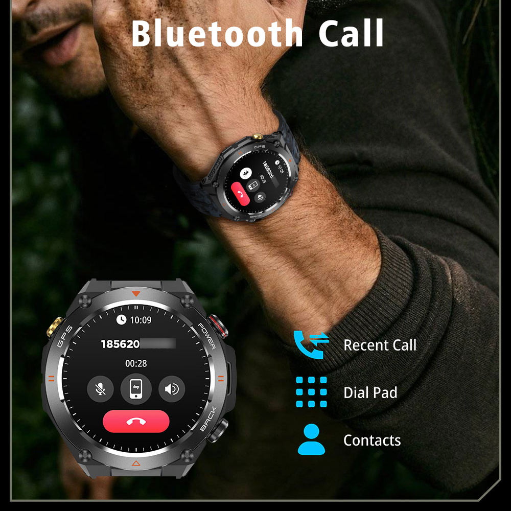 SENBONO GPS Smart Watch for Men – 1.45″ HD Display, Built-In GPS & AI Voice