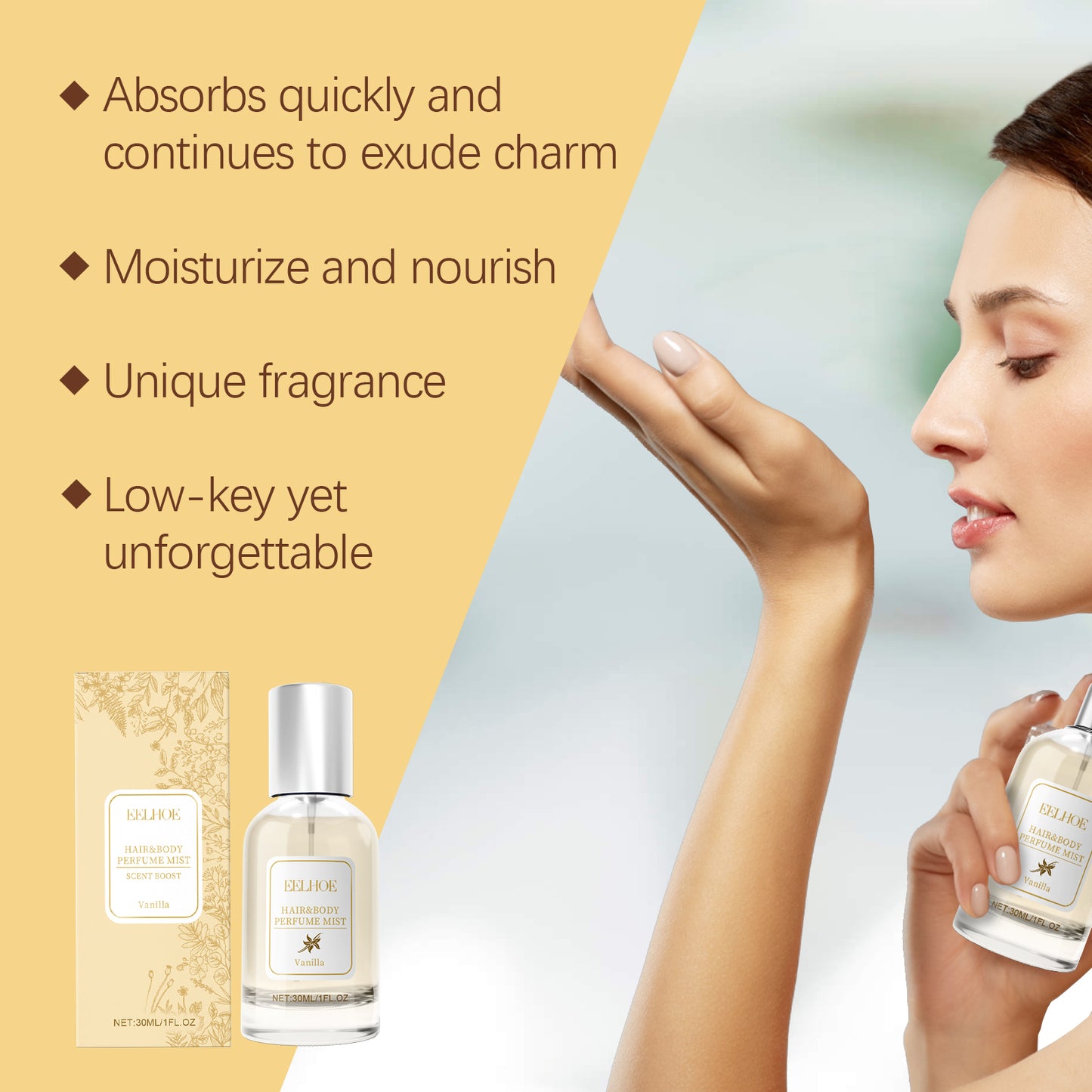 Spark & Surprises™ EELHOE Vanilla Body & Hair Perfume Spray – Long-Lasting Soft Floral Fragrance for Women