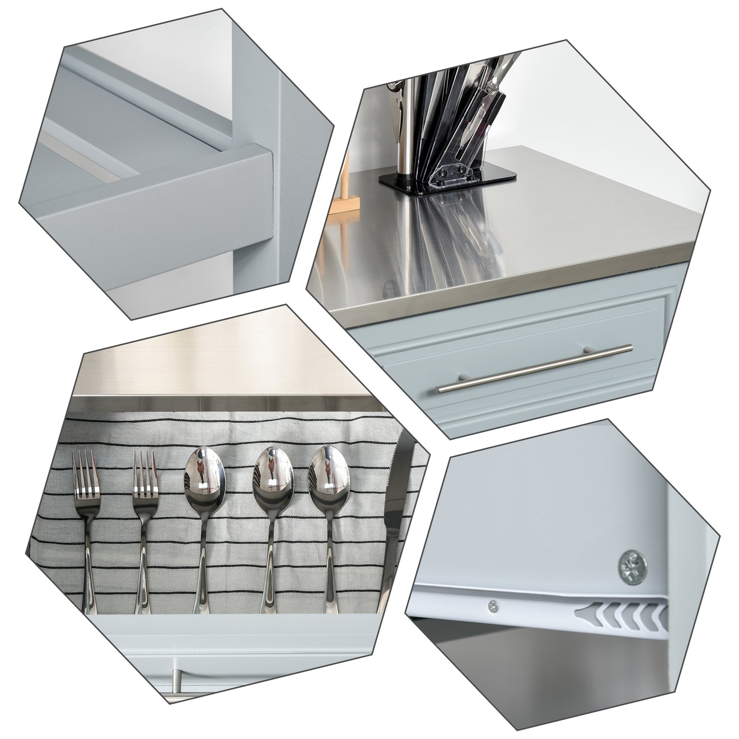 SparkAndSurprises™ Kitchen Island with Stainless Top
