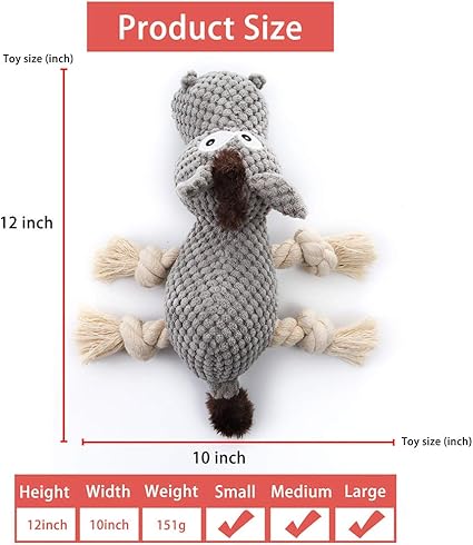 Spark & Surprises™ Plush Squeaky Donkey Dog Toy (Grey)