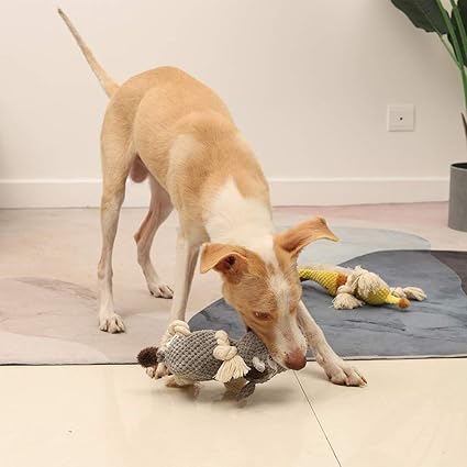 Spark & Surprises™ Plush Squeaky Donkey Dog Toy (Grey)