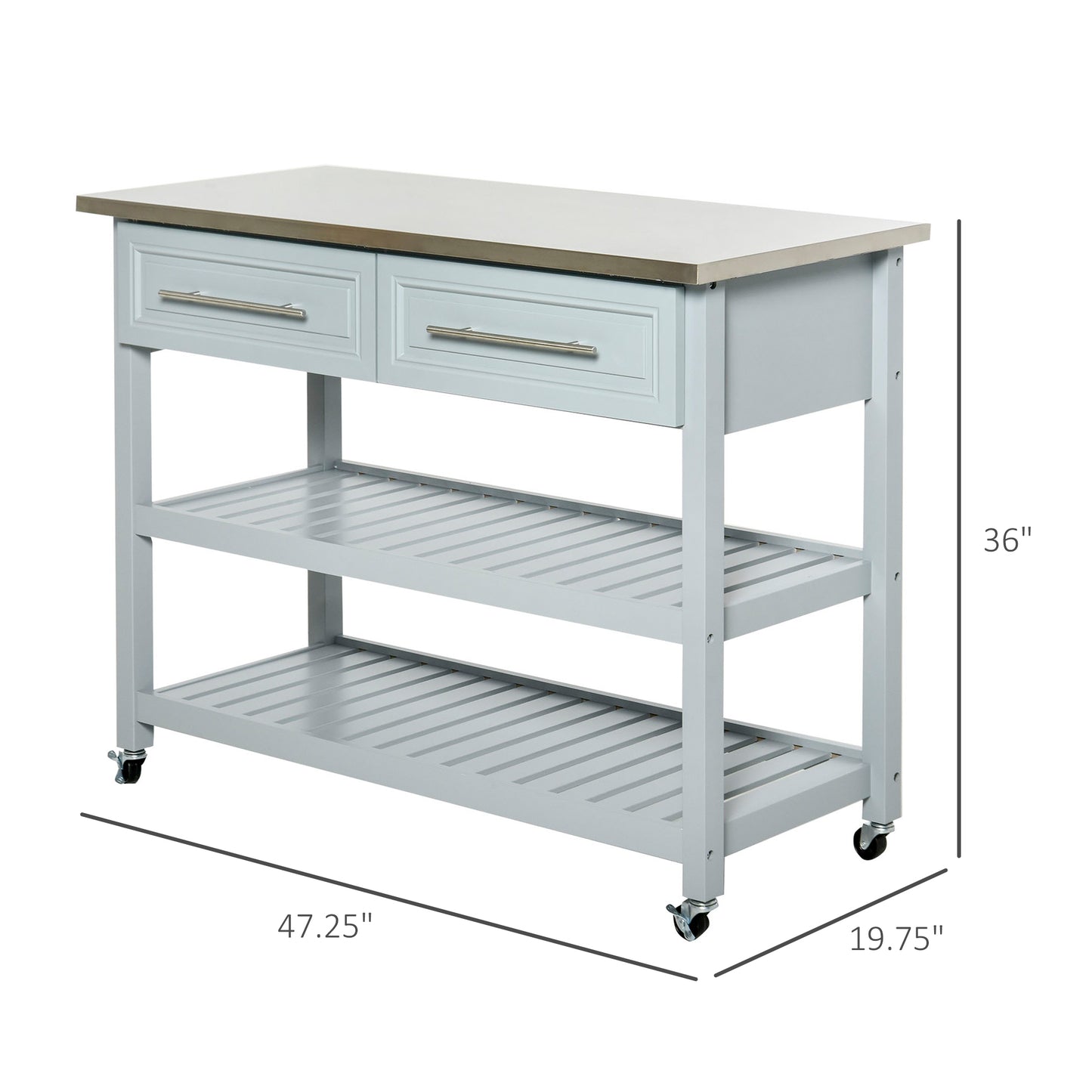 SparkAndSurprises™ Kitchen Island with Stainless Top