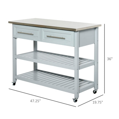 SparkAndSurprises™ Kitchen Island with Stainless Top