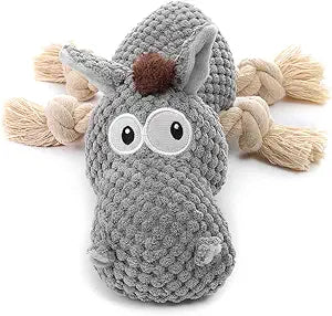 Spark & Surprises™ Plush Squeaky Donkey Dog Toy (Grey)