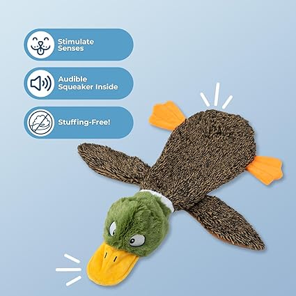 Spark & Surprises™ Stuffless Squeaky Duck Dog Toy