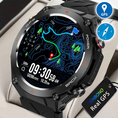 SENBONO GPS Smart Watch for Men – 1.45″ HD Display, Built-In GPS & AI Voice