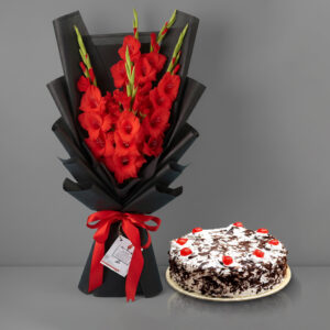 Aurore Gift Combo Colorful Gladiolus and Black Forest Cake