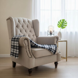 Check Pattern Woven Throw – Black and White