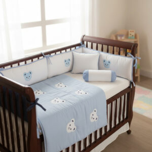 Blue Teddy – Adorable Embroidered Bedding Collection