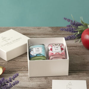 Boxed Pair of Fragrant Glass Candles