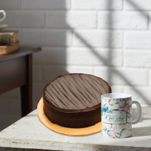Chocolate Fudge Cake 2lbs with Festive New Year Mug