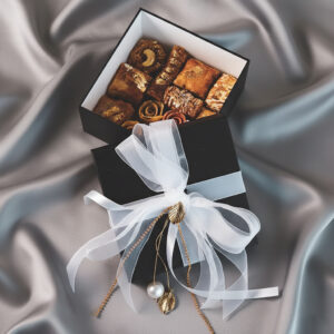 Luxury Black & White Gift Box of Baklava & Barfi by Coffee Planet