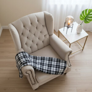 Check Pattern Woven Throw – Black and White