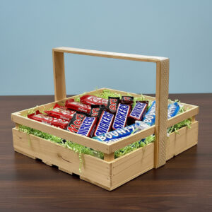 White Pastel Bouquet with Chocolate Delight Basket